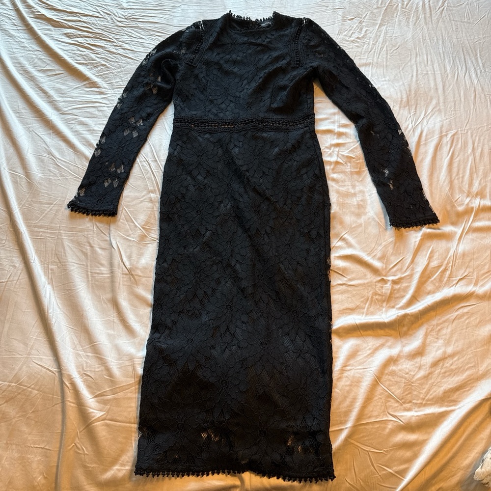 PrettyLittleThing Black Long Sleeve Sheath Dress